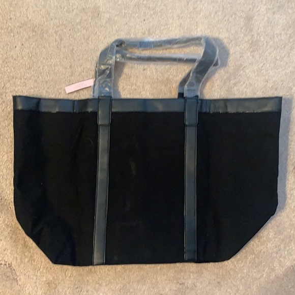 Victoria’s Secret Black Weekender Tote Bag NWT Travel Gym Carryall - Picture 5 of 6